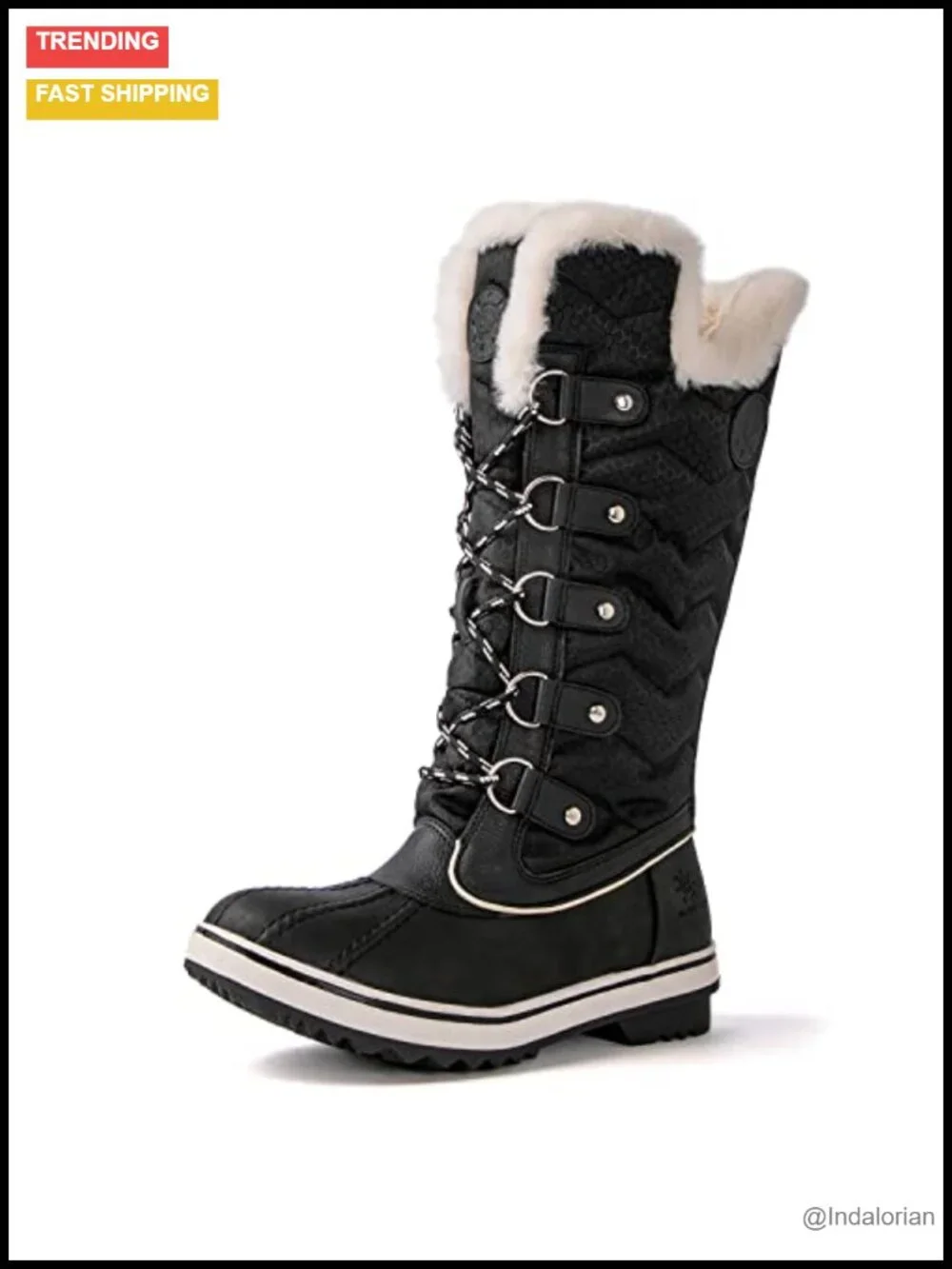 Mid-Calf Winter Snow Boots with Faux Fur Lining, Waterproof, Non-Slip Sole